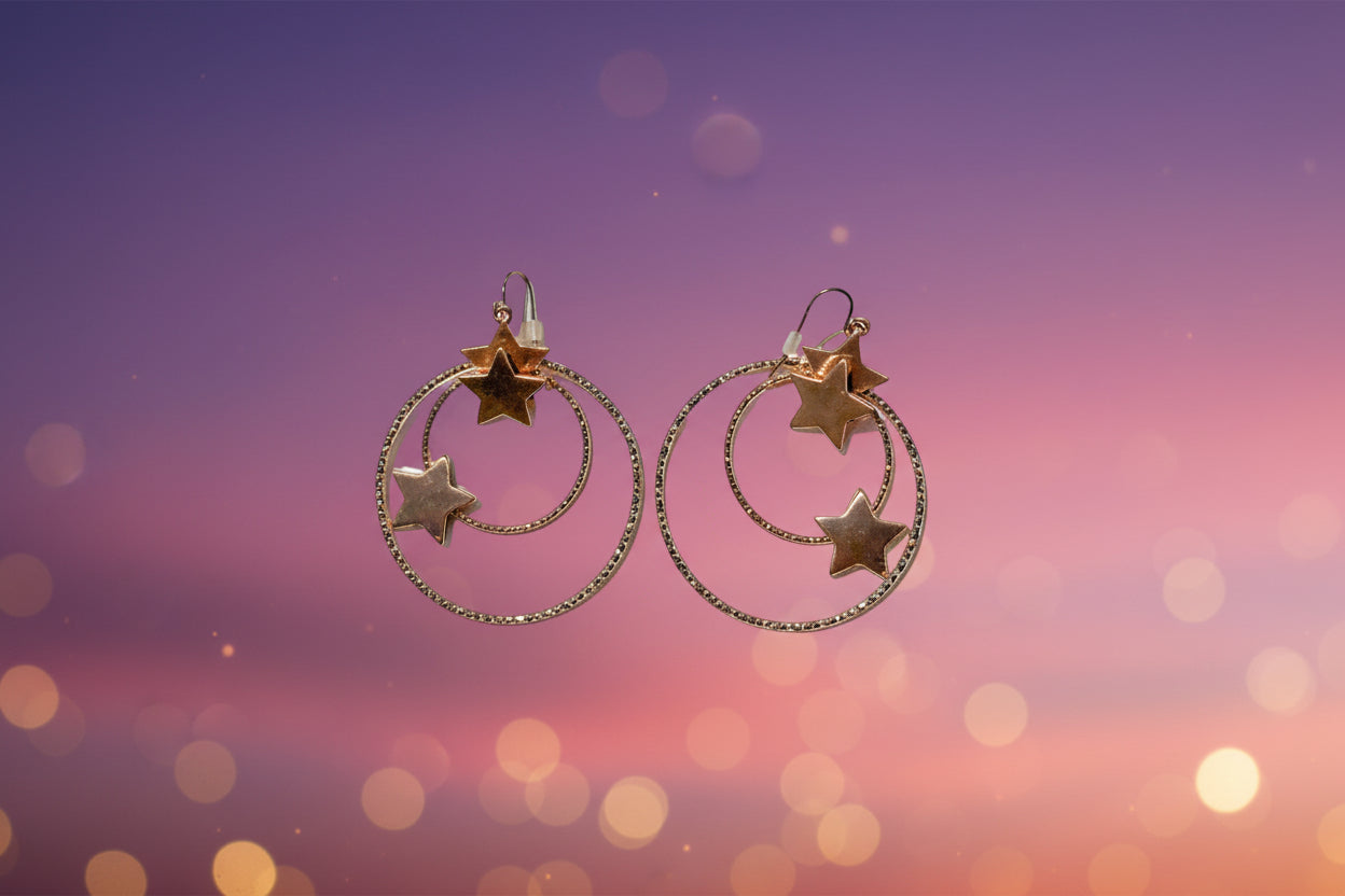 Star Charms Layered Hoop Earrings
