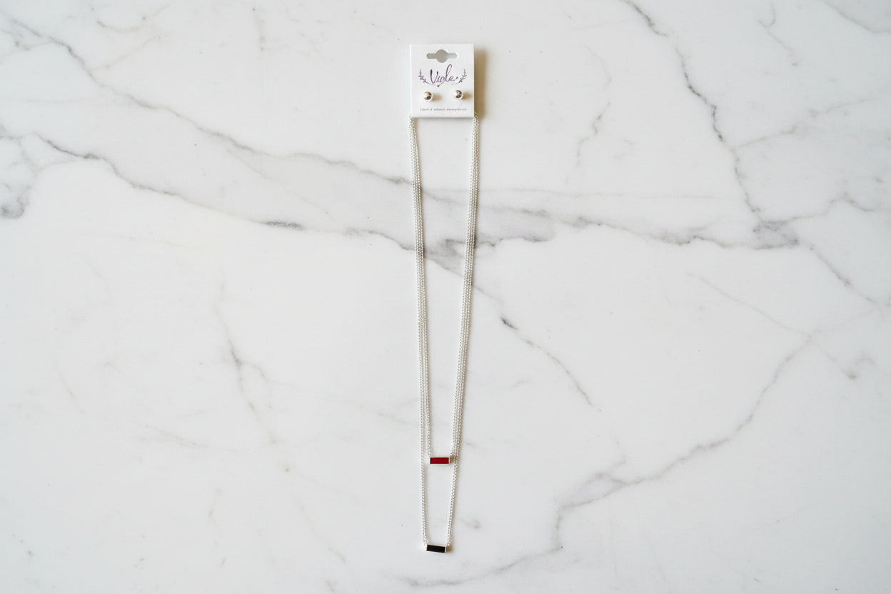 Rectangle Bar Charm Layered Necklace