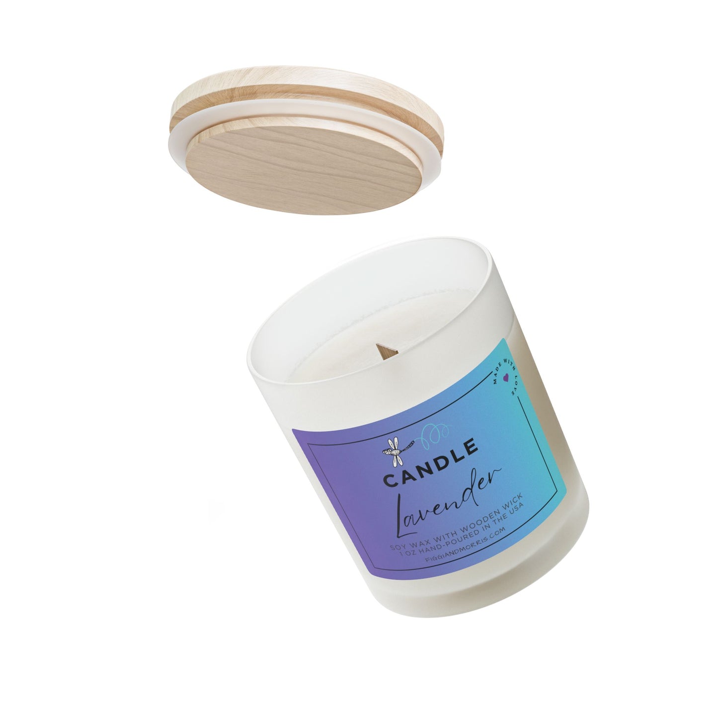 Lavender Frosted Glass Candle — 11oz Soy Scented Jar