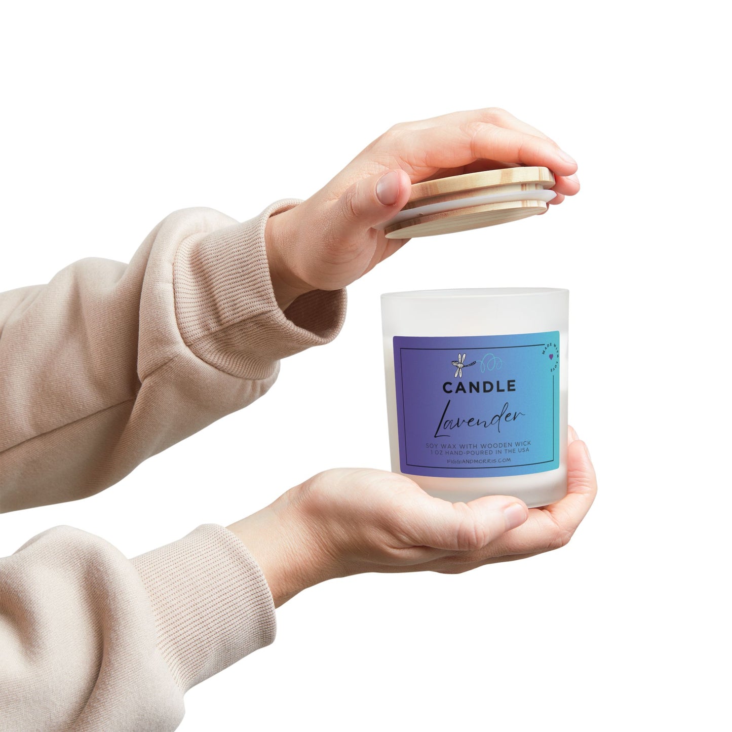 Lavender Frosted Glass Candle — 11oz Soy Scented Jar