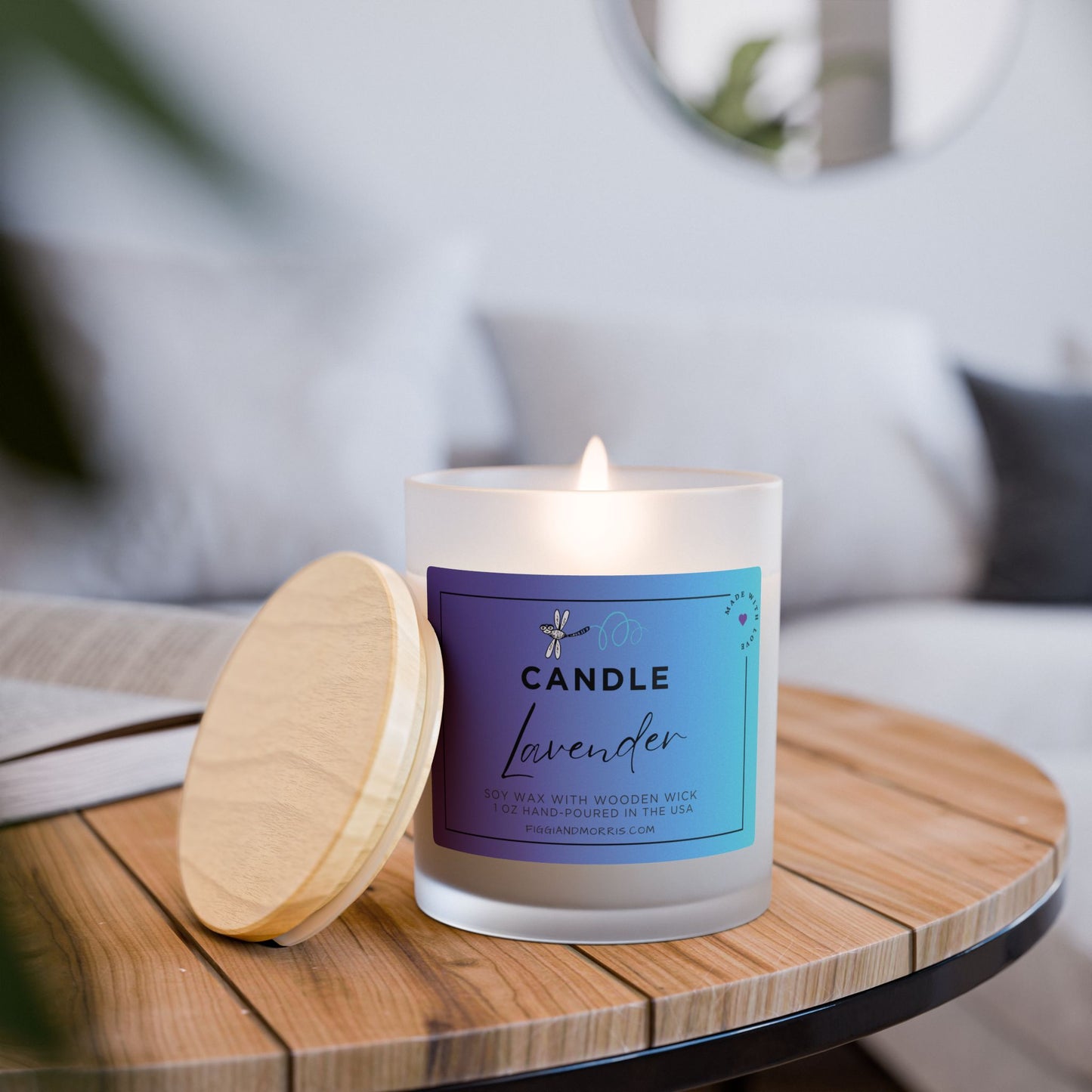 Lavender Frosted Glass Candle — 11oz Soy Scented Jar