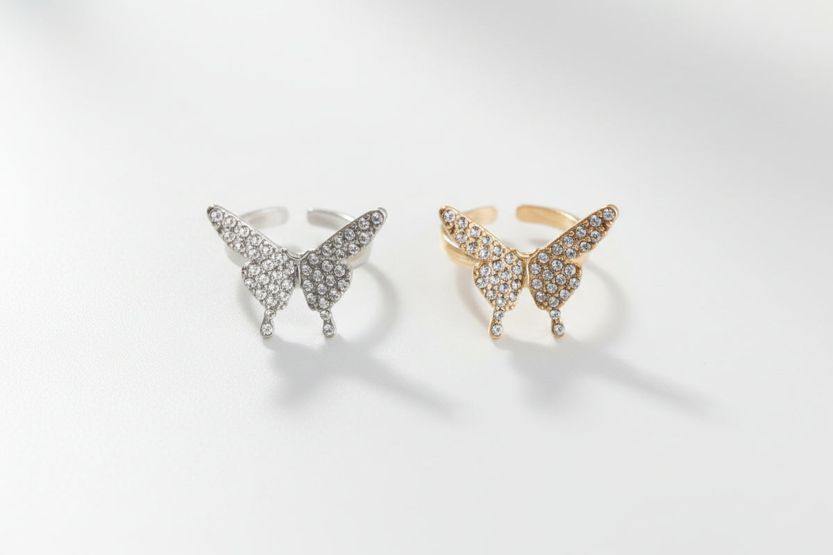 Open Ring With Rhinestones Butterfly Rhinestone Open Ring – Figgi & Morris