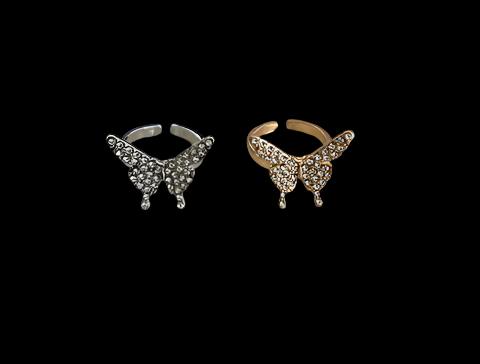 Butterfly Rhinestone Open Ring